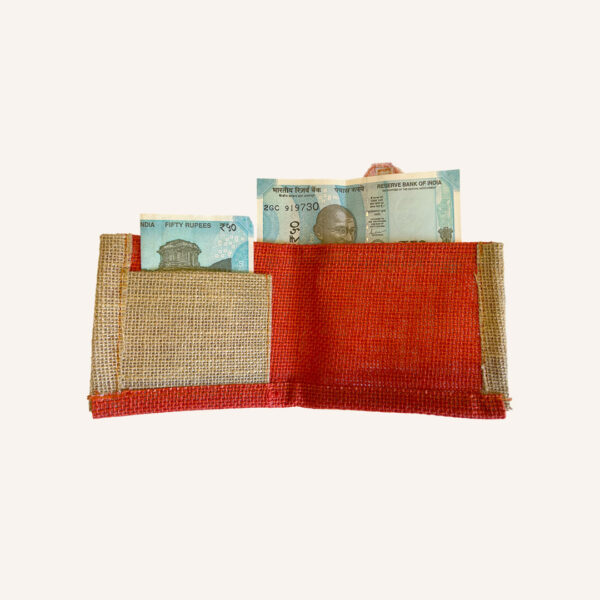 Jute Pocket Wallet – Eco-Friendly, Handmade Card & Cash Organizer