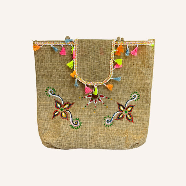 Jute Tote Bag – Eco-Friendly Handmade Bag for Office & Shopping With Painting