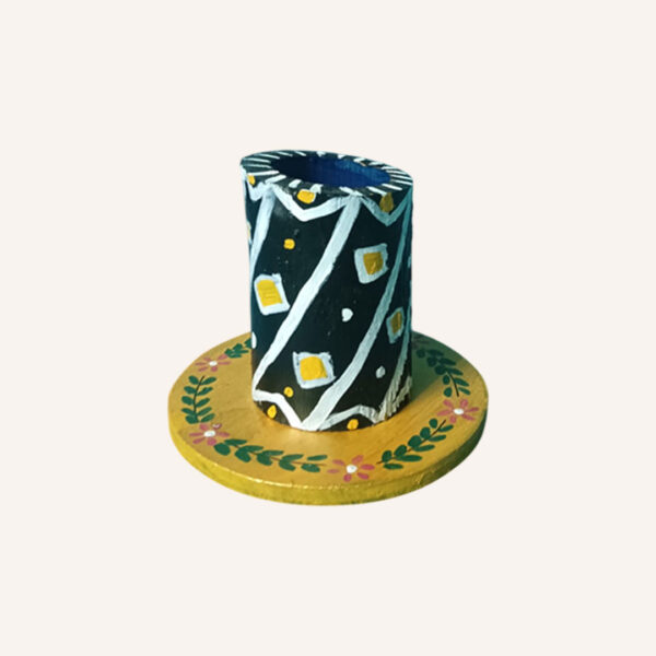 Decorative Wooden Pen Holder – Hand Painted Finish