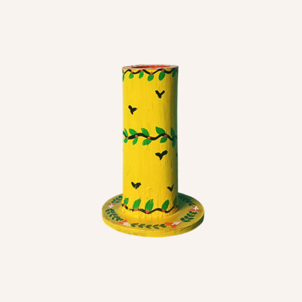 Wooden Desk Pen Stand with Ethnic Detailing