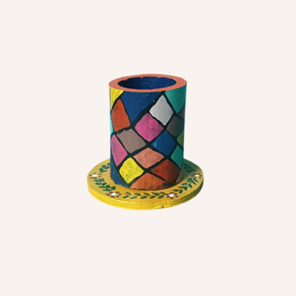 Decorative Wooden Pen Stand with Bundeli Painting