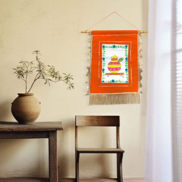 Dahi Handi Folk Painting – Bundeli Chiteri Art on Rich Velvet Fabric