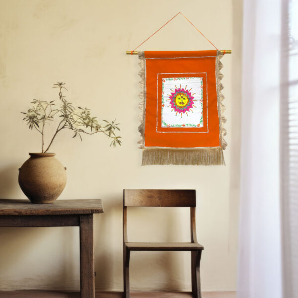 Surya Dev Wall Hanging – Handmade Velvet Artwork in Bundeli Folk Style