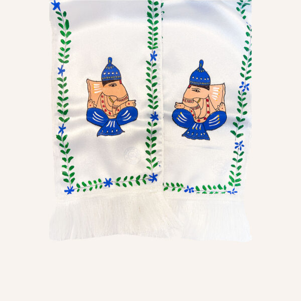 Shaadi Satin Stole – Blessing of Lord Ganesha Printed on Ritual Wear