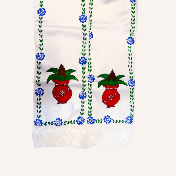 Cultural Wedding Stole – Printed Satin Stole with Marriage Ritual Artwork