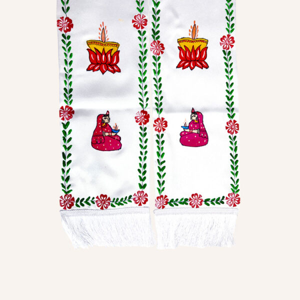 Handcrafted Shaadi Stole – Artistic Satin Stole with Indian Wedding Motifs